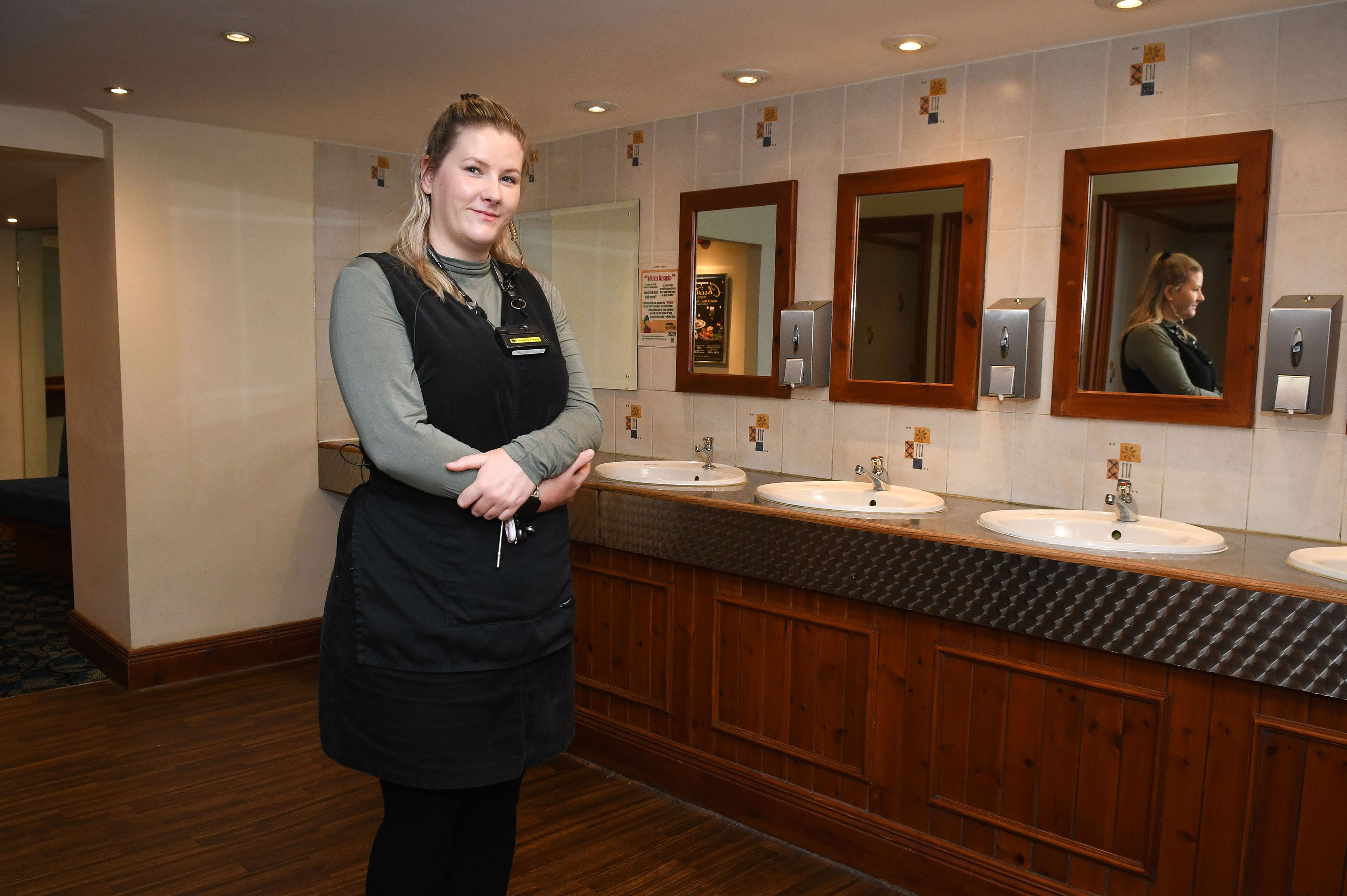 Kate McDonald in the award winning toilet at The Jewel of the Severn in Bridgnorth