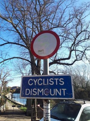 A footbridge sign. Photo: Shrewsbury Police.