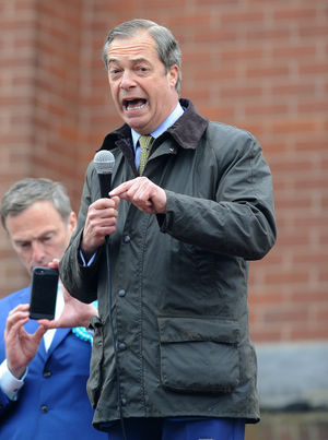 Nigel Farage speaking at a recent rally in Dudley town centre