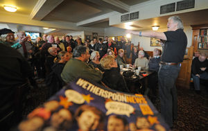 Mr Martin’s half-hour talk attracted cheers from the hotel audience
