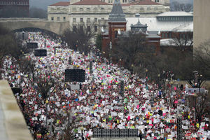 A crowd fills Independence Avenue during the Women's March on Washington