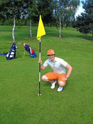 Ace  Sam Pain, from Cleobury, celebrates success