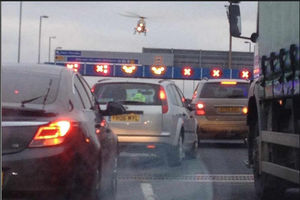 The Air Ambulance takes off from the scene