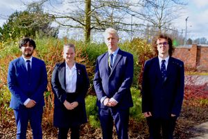 Lord Johnson with Student Leadership Head Girl and Boys