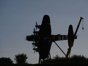Supporting image for story: Lancaster bomber sculpture paying tribute to air crews erected in Lincolnshire