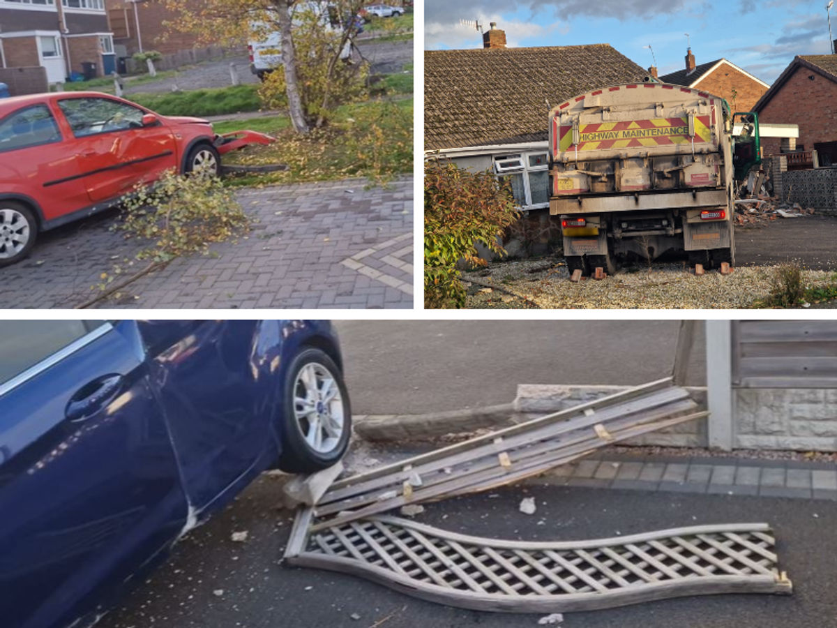 Truck ploughs through fences and cars before smashing into bungalow in residential Brierley Hill street Truck ploughs through fences and cars before smashing into bungalow in residential Brierley Hill street