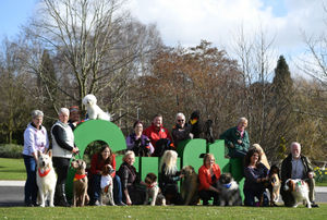 Dogs and their owners at the launch of the Crufts Dogshow at the Birmingham National Exhibition Centre