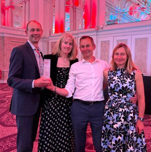 Matthew, Lori, Bruce and Juliet Orme of Wenlock Spring with their Best Sustainable Product award at this month's Vendies Awards. Picture Wenlock Spring