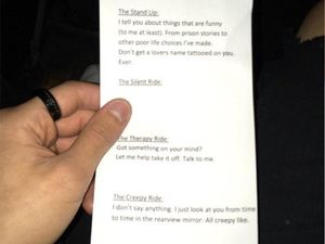 Supporting image for story: Uber driver creates ‘conversation menu’ to customise passengers’ rides