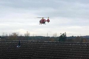 The air ambulance leaving the scene. Picture: @TheSoldierAloud