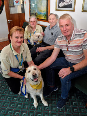 Veterans Kenny Innes and Dennis Cornmell were introduced to dogs Sasha and Suzie by the charity's co-ordinators Ann Marie Jones, and Jan Jones.