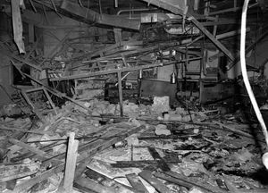 The wreckage left at the Mulberry Bush pub in Birmingham after a bomb exploded