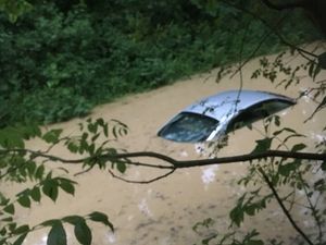 This car got stranded on a rural road in Harton near Church Stretton. Photo: Tom Orme