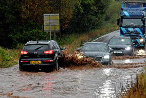 There was bad flooding in Shifnal where motorists battled through deep water along the A41