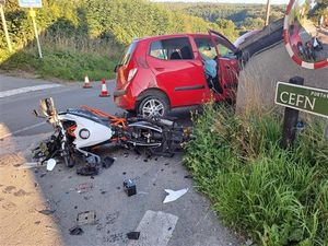 Supporting image for story: Motorcyclist suffers potentially serious injuries in crash with car