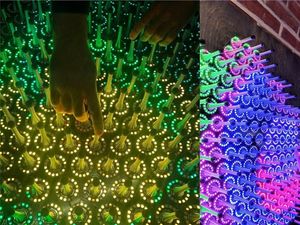 Supporting image for story: Artist uses 228 spring door stoppers to create vibrant interactive artwork