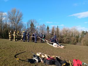 Supporting image for story: New photos reveal how firefighters freed trapped horse at Telford nature reserve