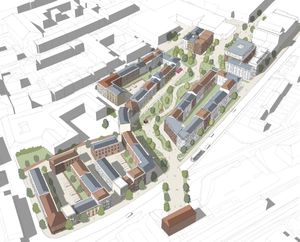 An artist’s impression of how the Birmingham Road Site could look from above.