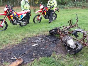 Supporting image for story: Police discover burnt-out bike on grassland in Wolverhampton amid off-road bike operation