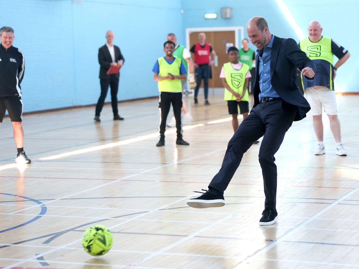 William shows off football skills in partnership with Street Soccer Scotland