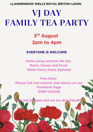 VJ Day party at the Royal British Legion in Llandrindod Wells on Sunday