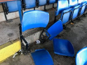 Vandalised seats at Market Drayton FC