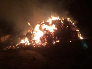 The barn blaze in Wistanswick. Picture: @SFRS-MDrayton