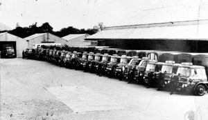 Aber-Carriers (1954) Ltd, based in Severn Road, Welshpool, around 1960. The picture was shared with us by Merv Watkin. Mr Watkin worked there as a mechanic in the workshop. The vehicles are mostly Bedford TK lorries, he said. The firm no longer exists