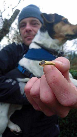 Will Barker with his dog Sonic show off the ring