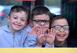 Steam Gala at Severn Valley Railway's Kidderminster Station..Children have fun as they get set for a journey