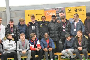 Adama Traore with students from Telford College
