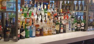 The bar contains a fine range of alcoholic and non-alcoholic drinks
