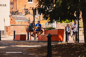 The sun shines on Shrewsbury's St Julian's Parklet. Picture: Aaron Child.
