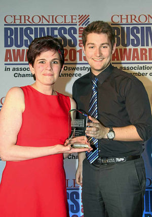 Young Business Entrepreneur  Gemma Manning-Bentley and Tristan Hartey of The Charlotte Hartey Foundation, who presented the award