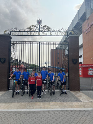 At Anfield with Katie Turton (Max’s mum) and his brother Ben 