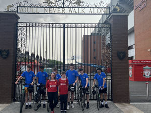 Supporting image for story: Shropshire teens cycle 100 miles to Anfield in memory of friend who took his own life