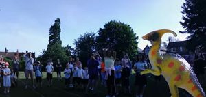 Tony the dinosaur begins his adventure