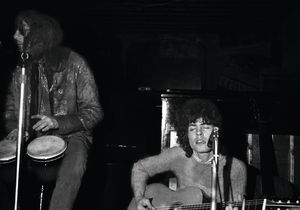 Marc Bolan is pictured appearing with Tyrannosaurus Rex at Frank Freeman's in Kidderminster