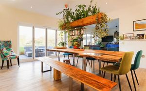 The dining room leads out to the patio through bi-folding doors. Picture: Purplebricks
