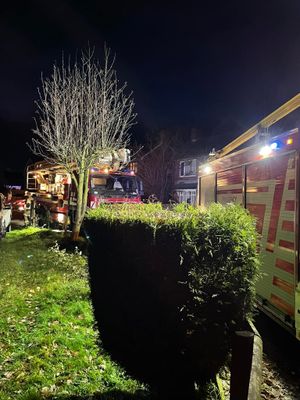 The chimney fire at The Hobbins photo: Shropshire Fire and Rescue Service 