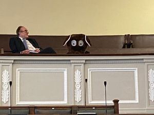 A man dressed as a rat during a Birmingham council meeting on April 8. Credit: Alexander Brock. Permission for use for all LDRS partners.