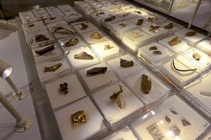 Gold fragments before they went on show at Birmingham Museum