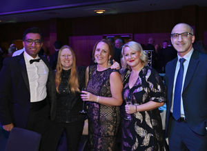 L-r - Professor Prashant Pillai, Nat Rushton, Vikki Potts, Helen Sargeant and Professor Zeeshan Pervez (University of Wolverhampton) at last year’s Chamber awards