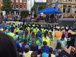 Supporting image for story: Hundreds of pupils sing in Wolverhampton city centre performance