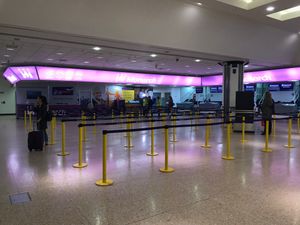 The usually-busy Monarch check-in desks were deserted this morning after passengers were told flights had been cancelled