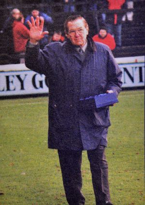 Arthur Rowley at his Shewsbury Town testimonial in 1995 at Gay Meadow