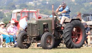 Local joiner Colin Lewis with his french built diesel Austin. Image by E A Bates