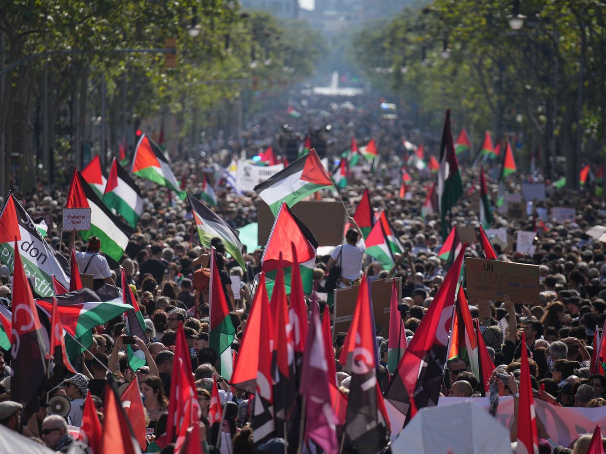 Tens of thousands march in Barcelona to protest against Israel’s war in Gaza