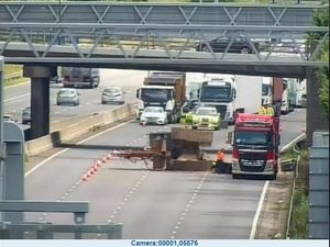 Supporting image for story: M6 stretch closed after lorry hits bridge leaving machinery strewn across carriageway