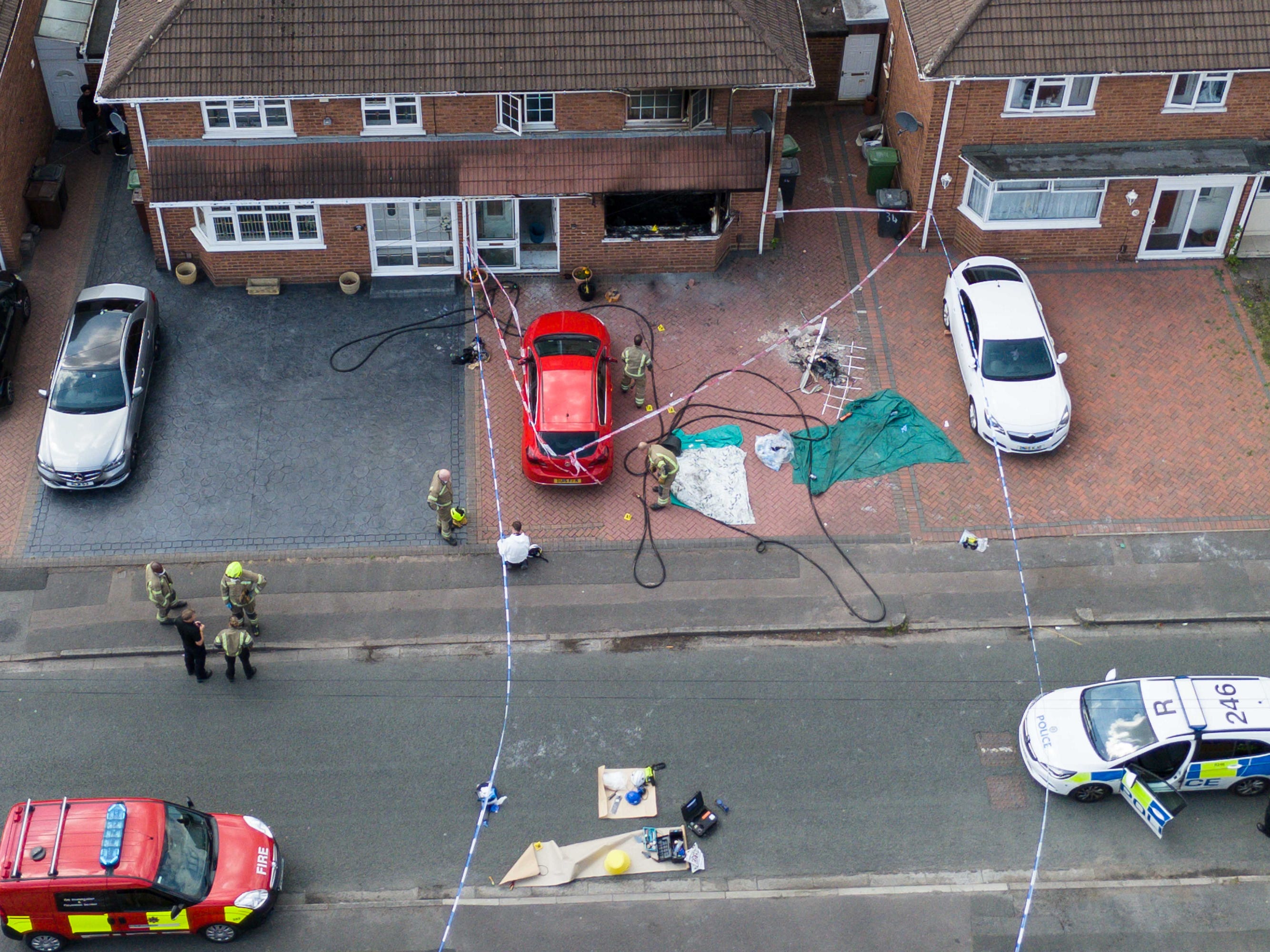 Emergency services at the scene of a Wolverhampton house fire